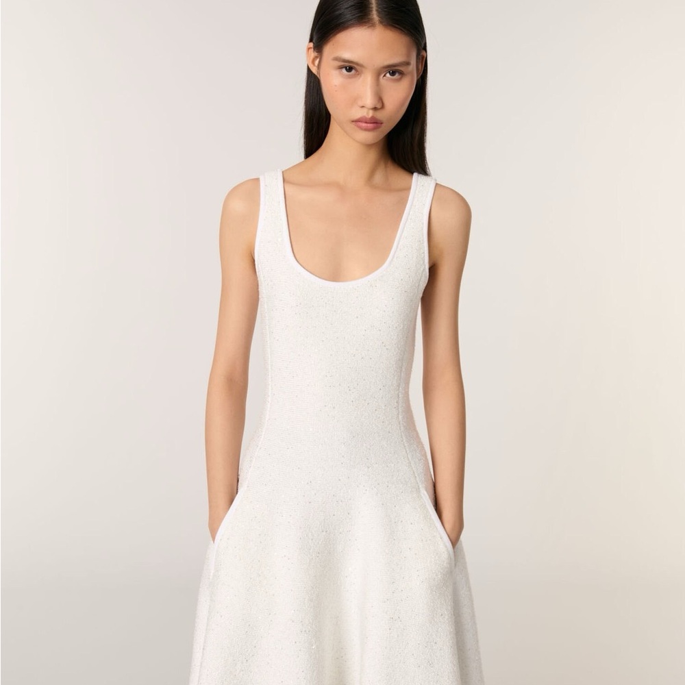 Maje Cream Sleeveless Scoop Neck Sundress